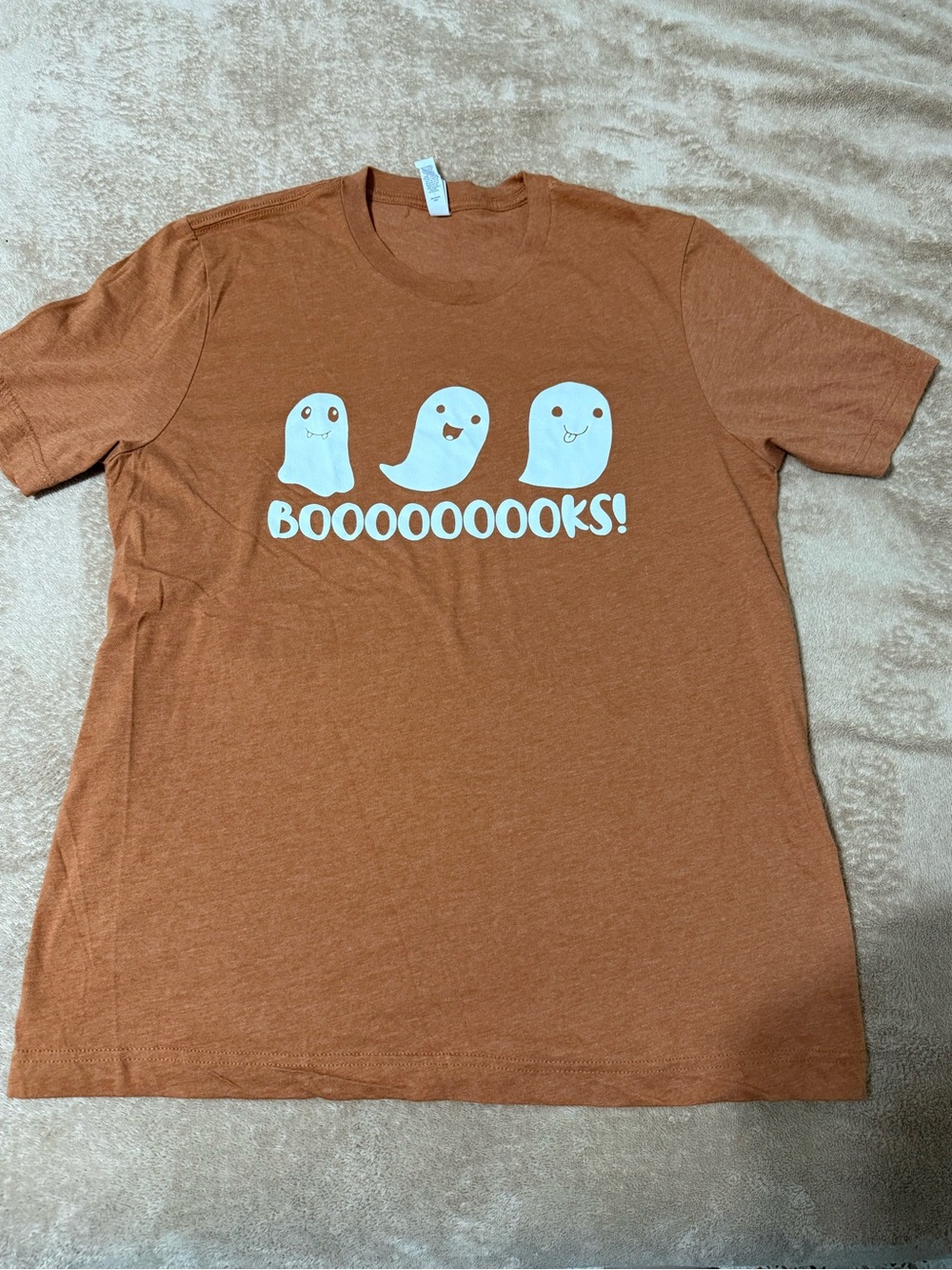 Spooky Ghost Booooks Graphic Tee Book Lover Halloween Burnt Orange Cute